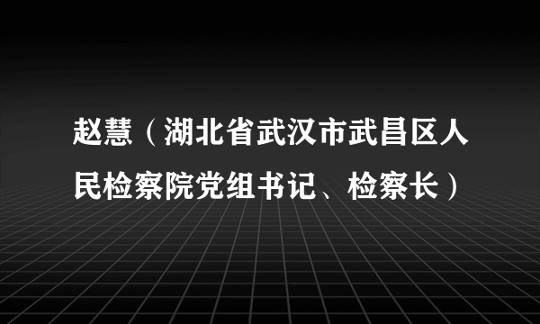 赵慧（湖北省武汉市武昌区人民检察院党组书记、检察长）