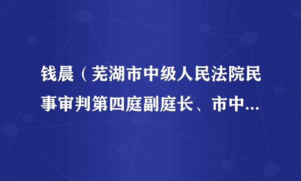 钱晨（芜湖市中级人民法院民事审判第四庭副庭长、市中级人民法院立案一庭副庭长）