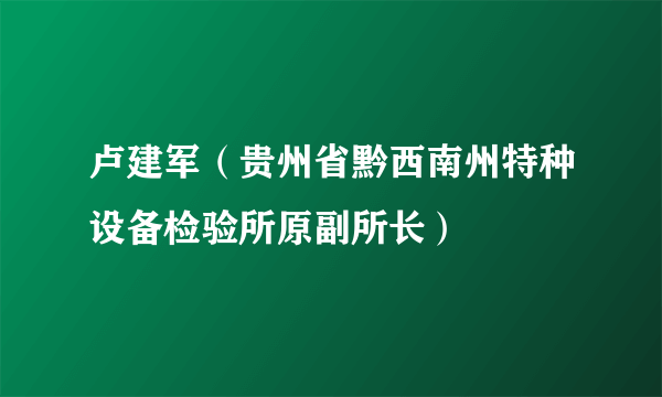 卢建军（贵州省黔西南州特种设备检验所原副所长）