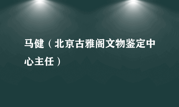 马健（北京古雅阁文物鉴定中心主任）