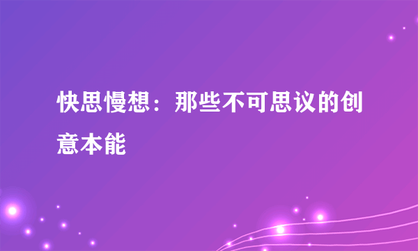 快思慢想：那些不可思议的创意本能