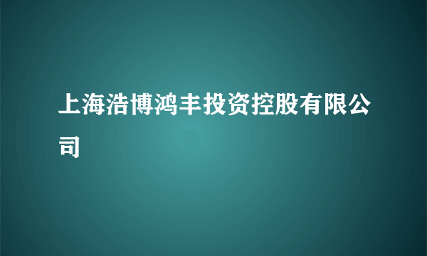 上海浩博鸿丰投资控股有限公司