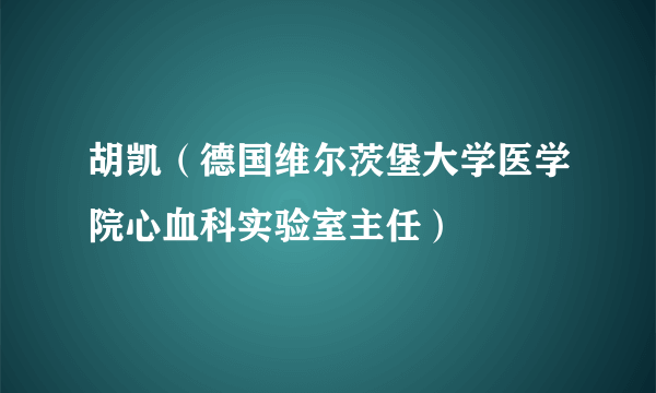 胡凯（德国维尔茨堡大学医学院心血科实验室主任）