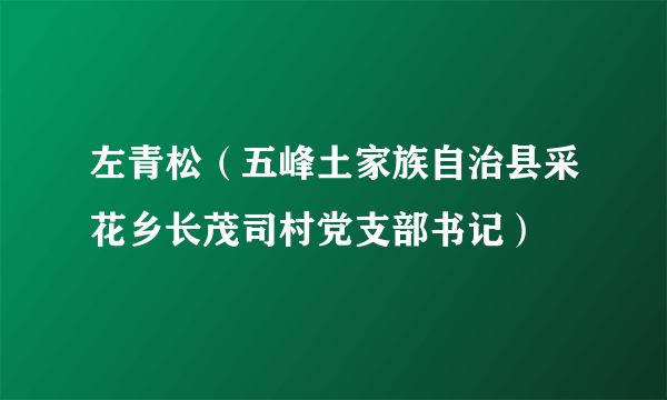 左青松（五峰土家族自治县采花乡长茂司村党支部书记）