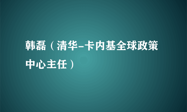 韩磊（清华-卡内基全球政策中心主任）