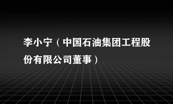 李小宁（中国石油集团工程股份有限公司董事）