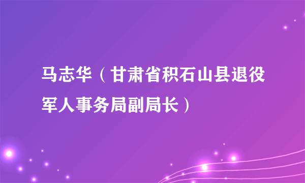 马志华（甘肃省积石山县退役军人事务局副局长）