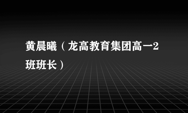 黄晨曦（龙高教育集团高一2班班长）