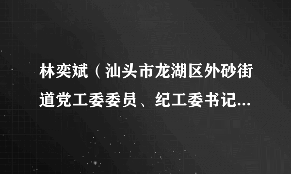 林奕斌（汕头市龙湖区外砂街道党工委委员、纪工委书记、龙湖区监察委员会派出外砂街道监察组组长）