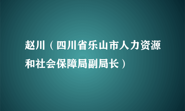 赵川（四川省乐山市人力资源和社会保障局副局长）