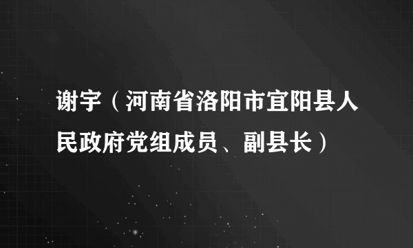 谢宇（河南省洛阳市宜阳县人民政府党组成员、副县长）