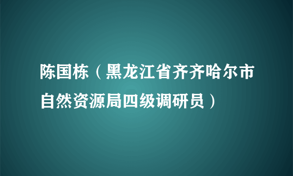 陈国栋（黑龙江省齐齐哈尔市自然资源局四级调研员）