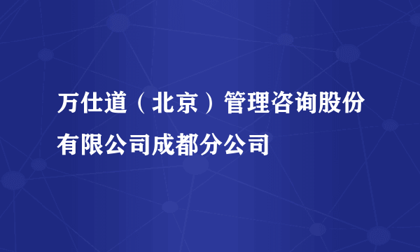 万仕道（北京）管理咨询股份有限公司成都分公司