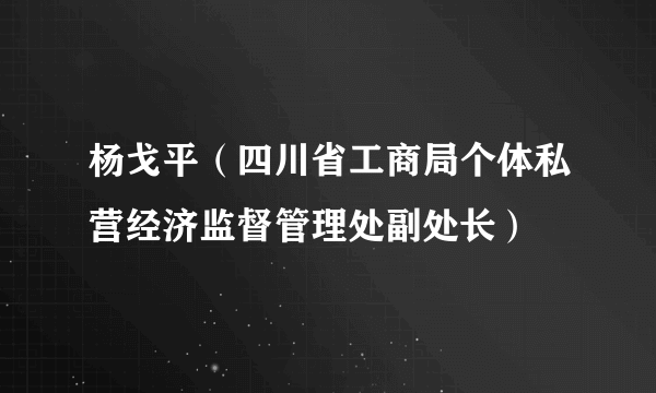 杨戈平（四川省工商局个体私营经济监督管理处副处长）