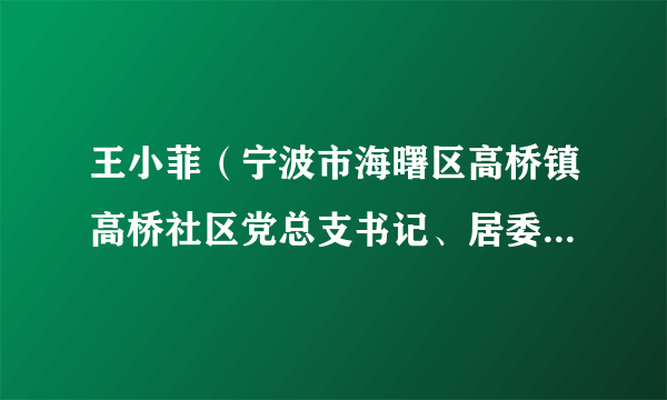 王小菲（宁波市海曙区高桥镇高桥社区党总支书记、居委会主任）