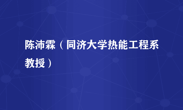 陈沛霖（同济大学热能工程系教授）