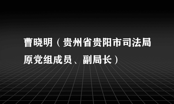 曹晓明（贵州省贵阳市司法局原党组成员、副局长）