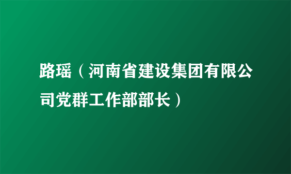 路瑶（河南省建设集团有限公司党群工作部部长）