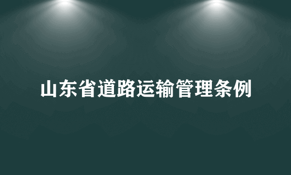 山东省道路运输管理条例