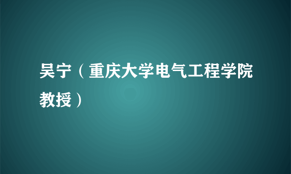 吴宁（重庆大学电气工程学院教授）