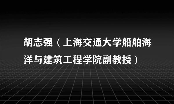 胡志强（上海交通大学船舶海洋与建筑工程学院副教授）