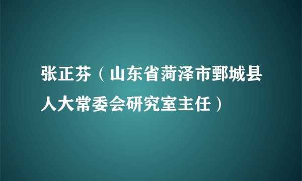 张正芬（山东省菏泽市鄄城县人大常委会研究室主任）