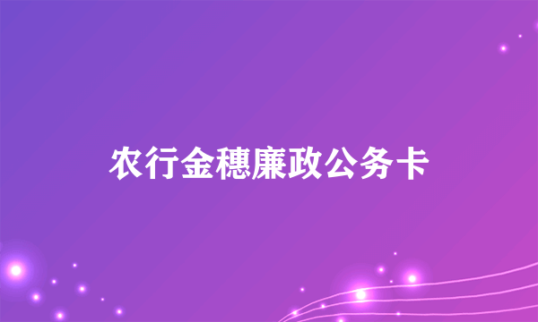 农行金穗廉政公务卡