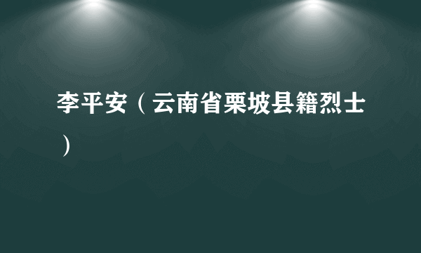 李平安（云南省栗坡县籍烈士）