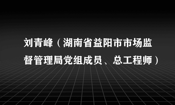 刘青峰（湖南省益阳市市场监督管理局党组成员、总工程师）