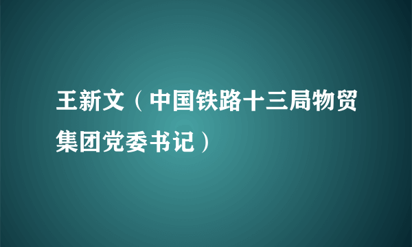 王新文（中国铁路十三局物贸集团党委书记）