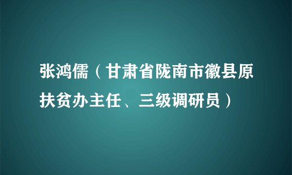 张鸿儒（甘肃省陇南市徽县原扶贫办主任、三级调研员）