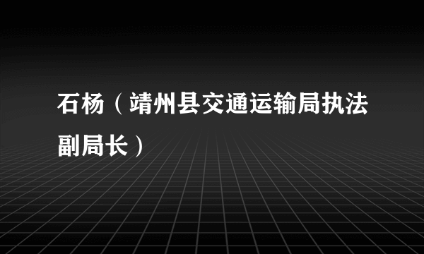 石杨（靖州县交通运输局执法副局长）