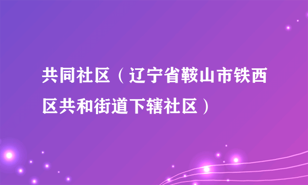 共同社区（辽宁省鞍山市铁西区共和街道下辖社区）