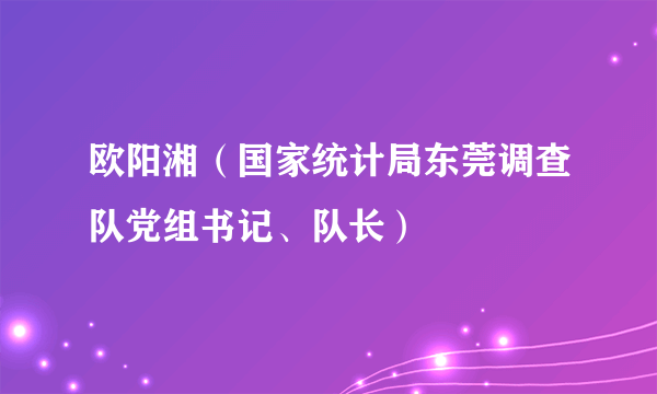 欧阳湘（国家统计局东莞调查队党组书记、队长）