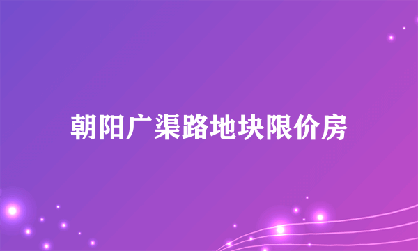 朝阳广渠路地块限价房