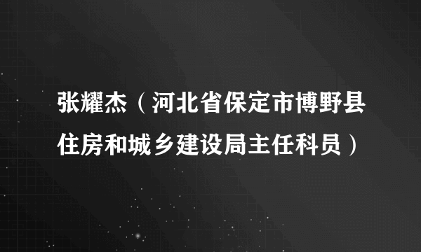 张耀杰（河北省保定市博野县住房和城乡建设局主任科员）