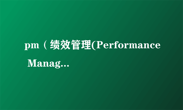 pm（绩效管理(Performance Management)）