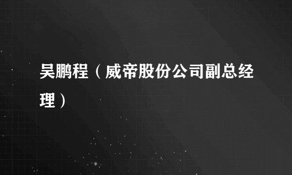 吴鹏程（威帝股份公司副总经理）