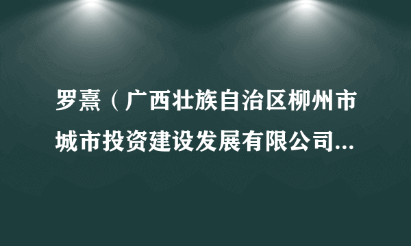 罗熹（广西壮族自治区柳州市城市投资建设发展有限公司总经理）