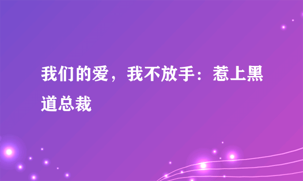 我们的爱，我不放手：惹上黑道总裁