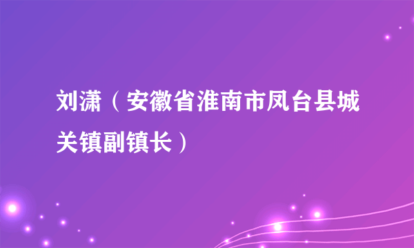 刘潇（安徽省淮南市凤台县城关镇副镇长）