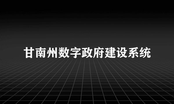 甘南州数字政府建设系统