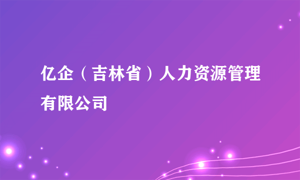 亿企（吉林省）人力资源管理有限公司