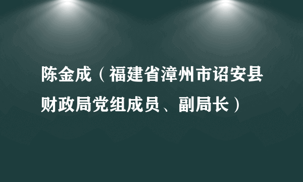 陈金成（福建省漳州市诏安县财政局党组成员、副局长）