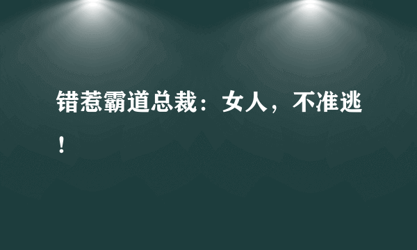 错惹霸道总裁：女人，不准逃！