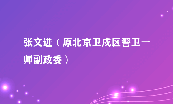 张文进（原北京卫戍区警卫一师副政委）