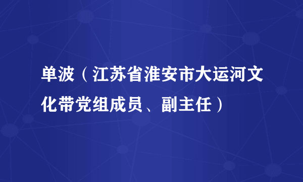 单波（江苏省淮安市大运河文化带党组成员、副主任）