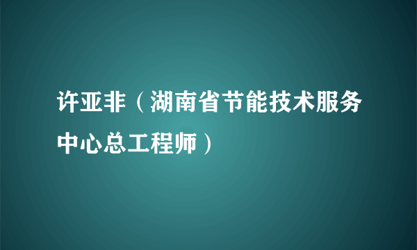 许亚非（湖南省节能技术服务中心总工程师）