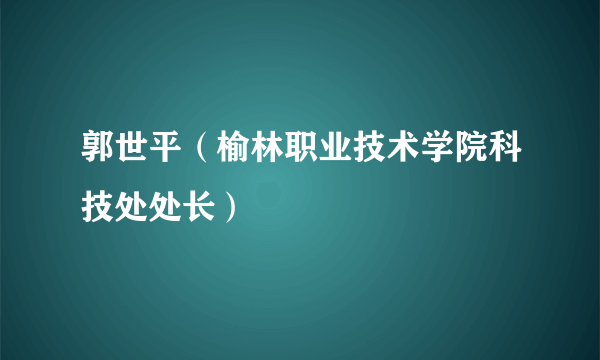 郭世平（榆林职业技术学院科技处处长）