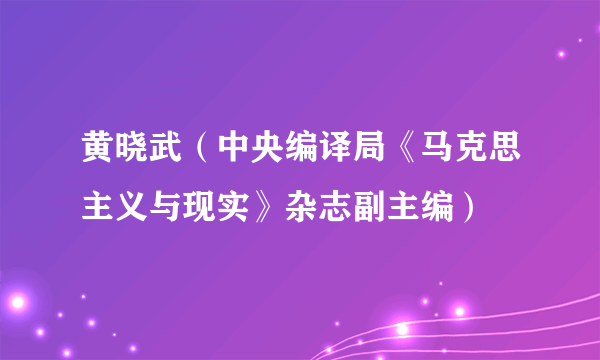 黄晓武（中央编译局《马克思主义与现实》杂志副主编）